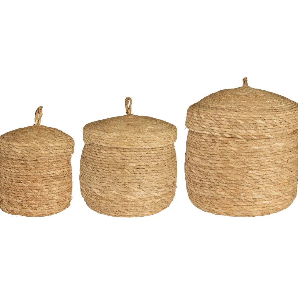 IB Laursen Körbe-Korbsatz mit Deckel 3er Set Seegras