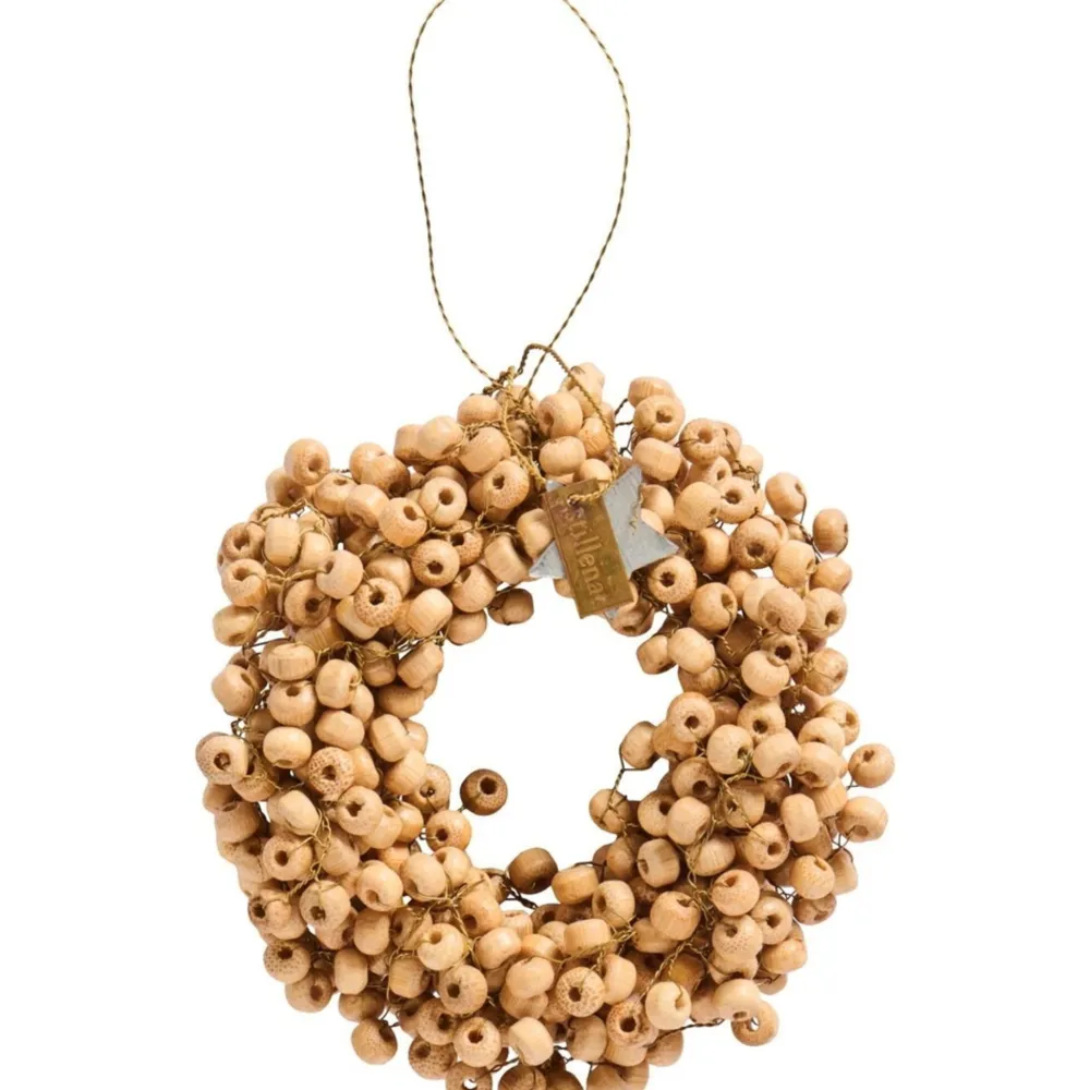 IB Laursen Kunstblumen & Kunstpflanzen|Weihnachtsdeko-Kranz mit Holzperlen Stillenat handgefertigt
