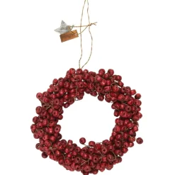 IB Laursen Kunstblumen & Kunstpflanzen|Weihnachtsdeko-Kranz mit Holzperlen Stillenat handgefertigt