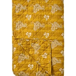 IB Laursen Quilts & Bettwäsche|Decken & Plaids-Quilt mustard mit Paisleymuster, gesteppte Decke