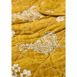 IB Laursen Quilts & Bettwäsche|Decken & Plaids-Quilt mustard mit Paisleymuster, gesteppte Decke