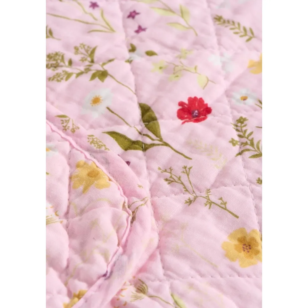 IB Laursen Quilts & Bettwäsche|Decken & Plaids-Quilt rosa mit Gartenblumen