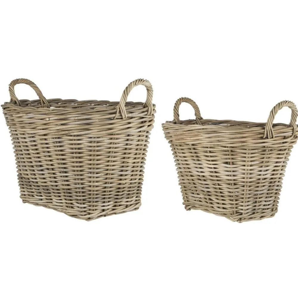 IB Laursen Körbe-Rattan Korbsatz oval mit Henkeln