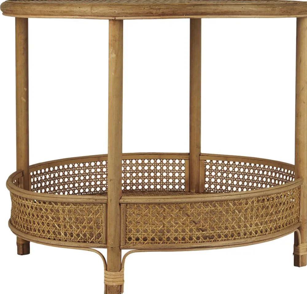 IB Laursen Beistelltische & Couchtische-Runder Rattan Tisch mit Ablage