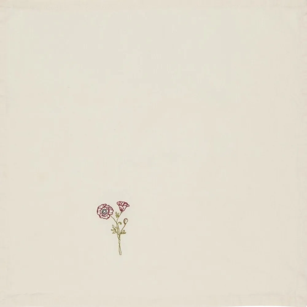 IB Laursen Servietten & Serviettenhalter|Geschirr & Tischdeko Skandinavisch-Stoffserviette Flora mit aufgestickten Blumen
