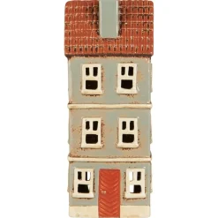 IB Laursen Lichthäuser, Keramik-Häuschen|Teelichthalter-Teelicht-Haus My Home Town rostfarbige Tür