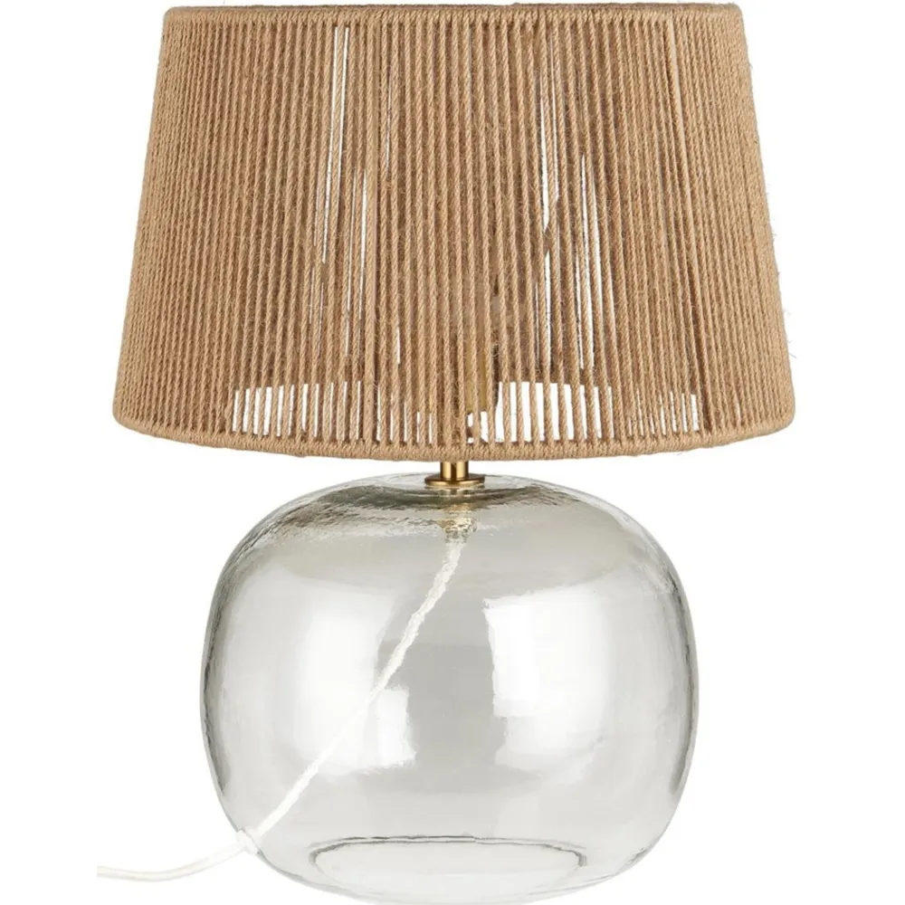 IB Laursen Tischlampen-Tischlampe Ghana aus Glas und Jute