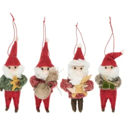IB Laursen Weihnachtsdeko-Wichtelmännchen 4er-Set Aufhänger aus Filz