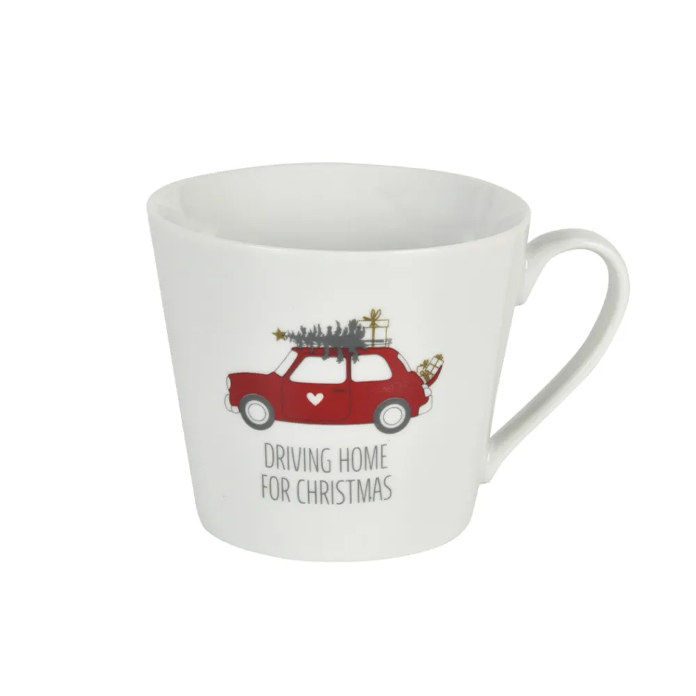 Krasilnikoff Becher, Tassen & Cups|Geschirr & Tischdeko Skandinavisch-Happy Cup Becher mit Henkel, Driving Home for Christmas