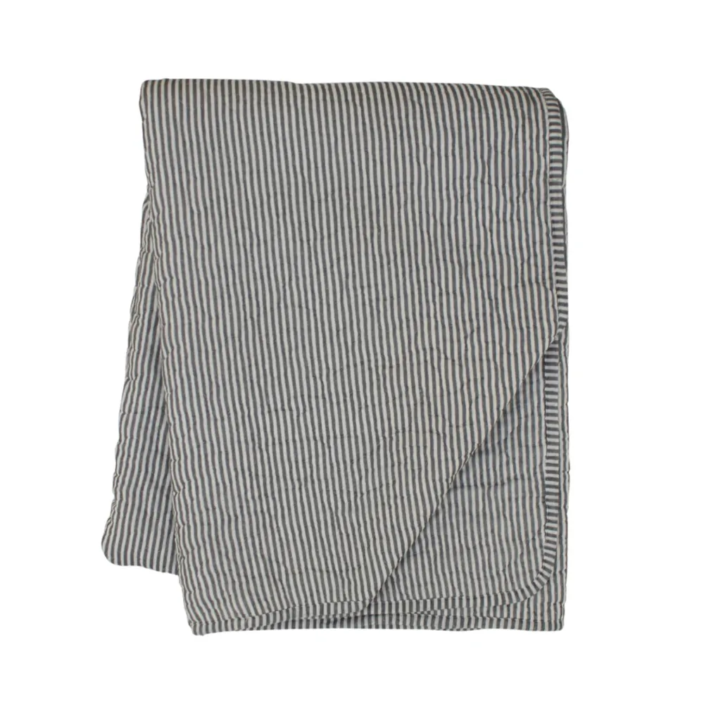 Krasilnikoff Quilts & Bettwäsche|Decken & Plaids-Quilt mit dünnen Streifen, Schwarz/Weiß