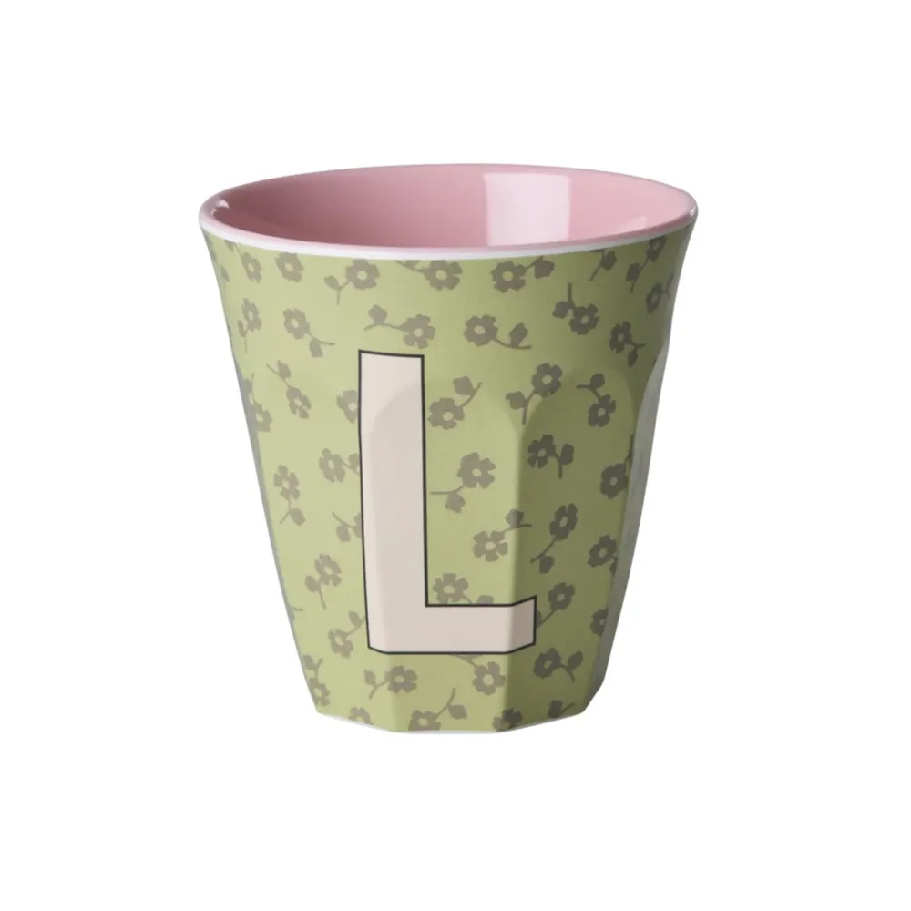 RICE Becher, Tassen & Cups|Geschirr & Tischdeko Skandinavisch-Buchstaben-Becher mit Blumen Medium