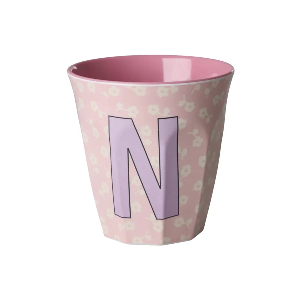RICE Becher, Tassen & Cups|Geschirr & Tischdeko Skandinavisch-Buchstaben-Becher mit Blumen Medium