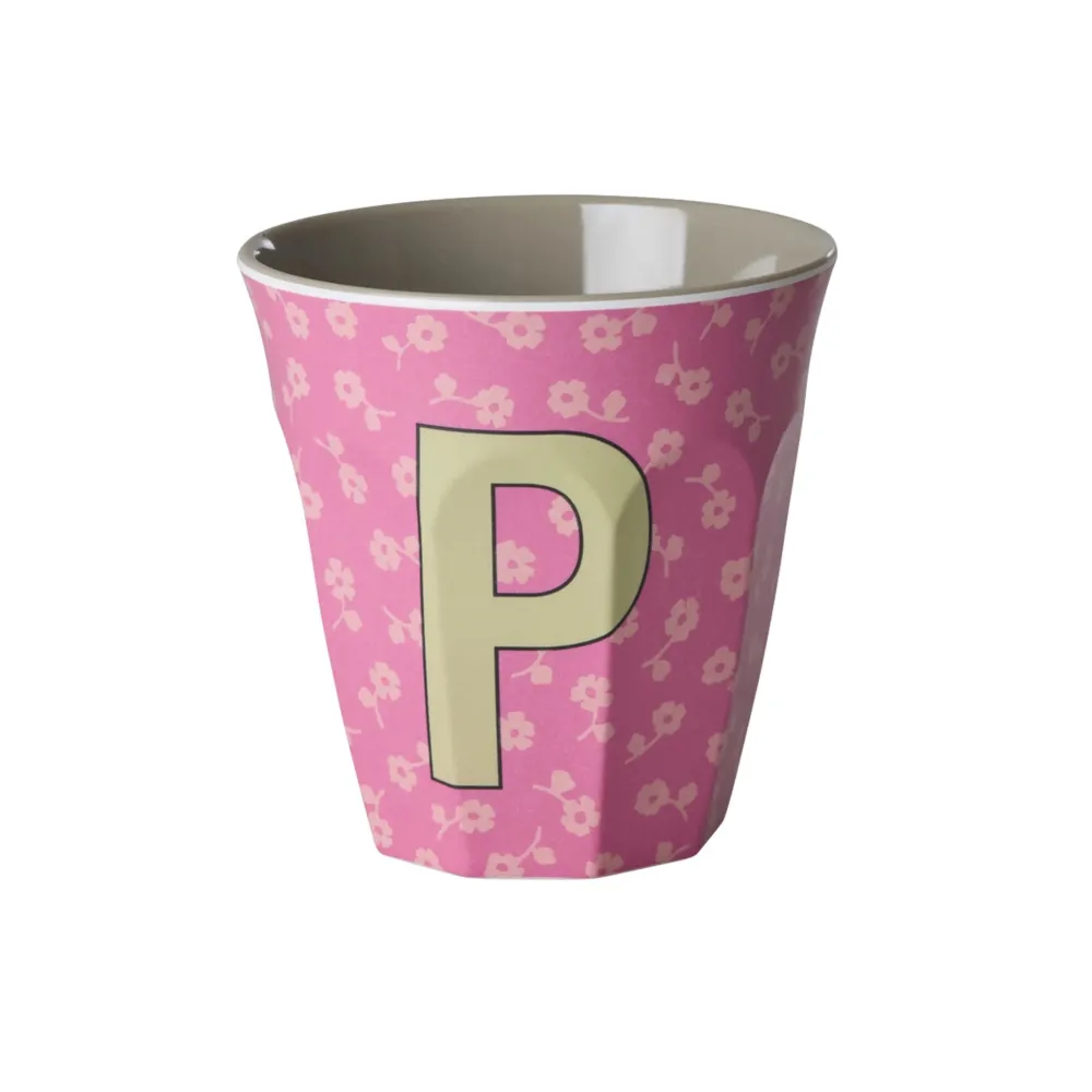 RICE Becher, Tassen & Cups|Geschirr & Tischdeko Skandinavisch-Buchstaben-Becher mit Blumen Medium