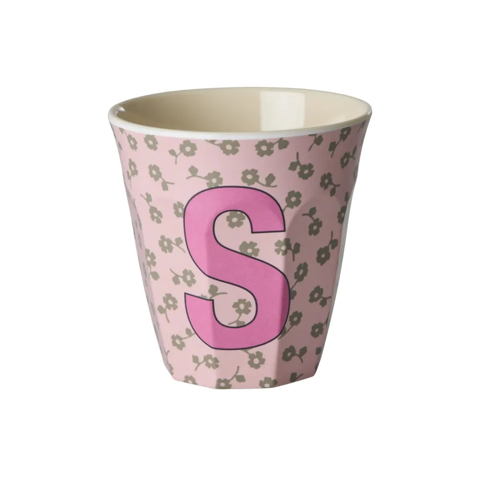 RICE Becher, Tassen & Cups|Geschirr & Tischdeko Skandinavisch-Buchstaben-Becher mit Blumen Medium