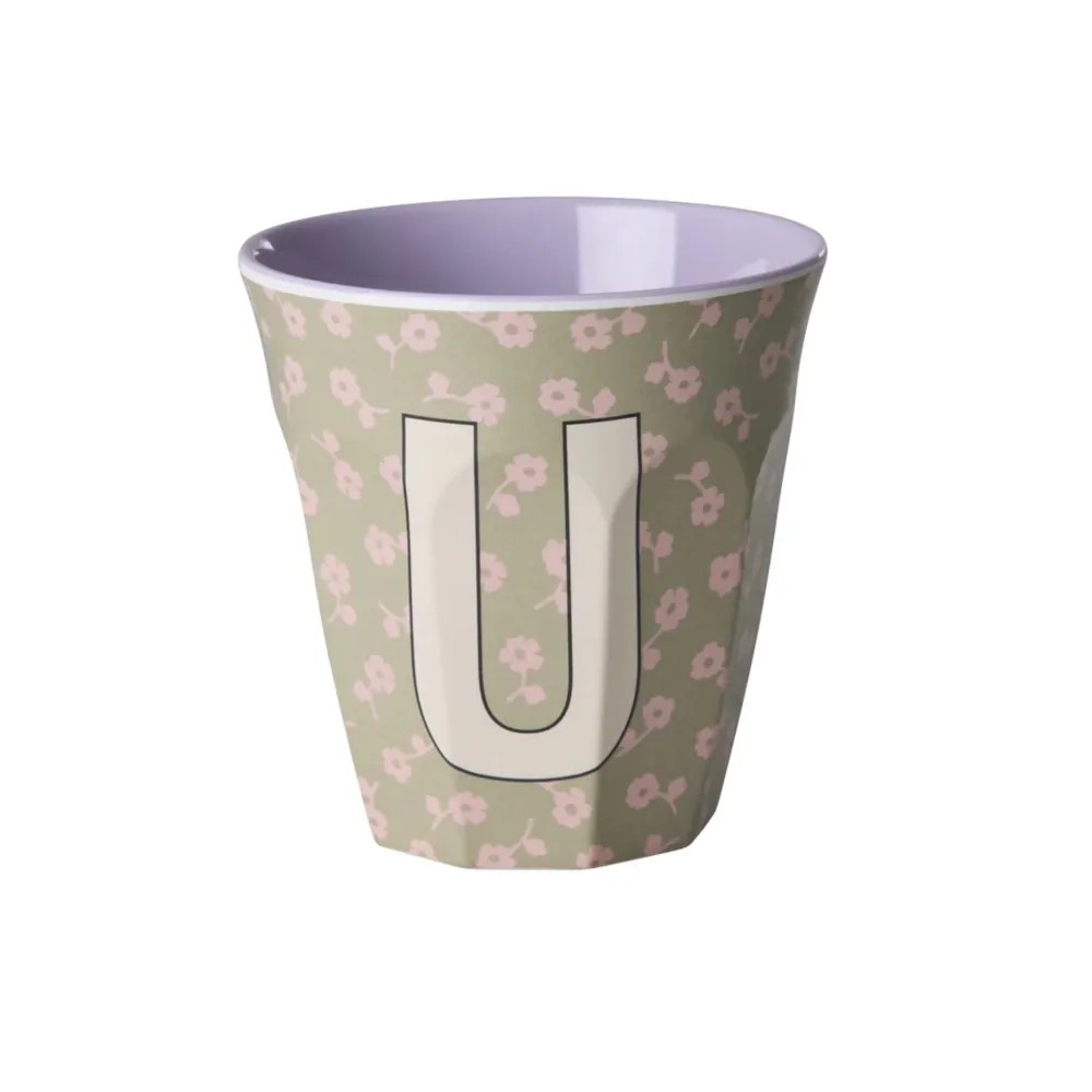 RICE Becher, Tassen & Cups|Geschirr & Tischdeko Skandinavisch-Buchstaben-Becher mit Blumen Medium