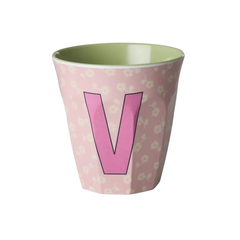 RICE Becher, Tassen & Cups|Geschirr & Tischdeko Skandinavisch-Buchstaben-Becher mit Blumen Medium
