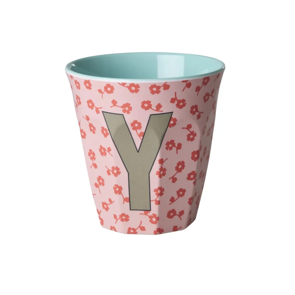 RICE Becher, Tassen & Cups|Geschirr & Tischdeko Skandinavisch-Buchstaben-Becher mit Blumen Medium