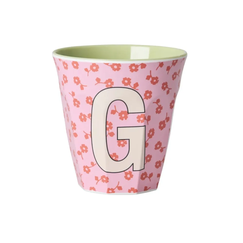 RICE Becher, Tassen & Cups|Geschirr & Tischdeko Skandinavisch-Buchstaben-Becher mit Blumen Medium