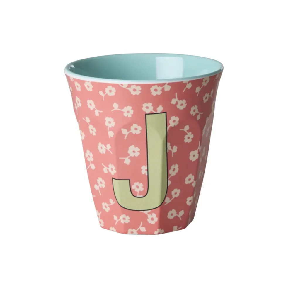 RICE Becher, Tassen & Cups|Geschirr & Tischdeko Skandinavisch-Buchstaben-Becher mit Blumen Medium