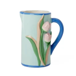 RICE Karaffen|Krüge & Kannen-Handbemalter Keramik Krug mit Tulpen