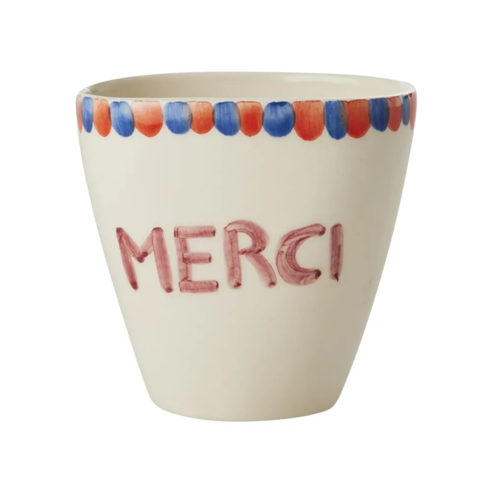 RICE Becher, Tassen & Cups|Geschirr & Tischdeko Skandinavisch-Keramik Becher Handbemalt MERCI