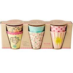 RICE Becher, Tassen & Cups|Geschirr & Tischdeko Skandinavisch-Melamin Becher 6er-Set Funky Prints Pink