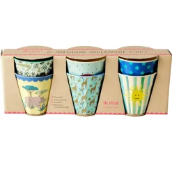 RICE Becher, Tassen & Cups|Geschirr & Tischdeko Skandinavisch-Melamin Becher 6er-Set Funky Prints Blau