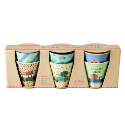 RICE Becher, Tassen & Cups|Geschirr & Tischdeko Skandinavisch-Melamin Becher 6er-Set Small Happy Cars