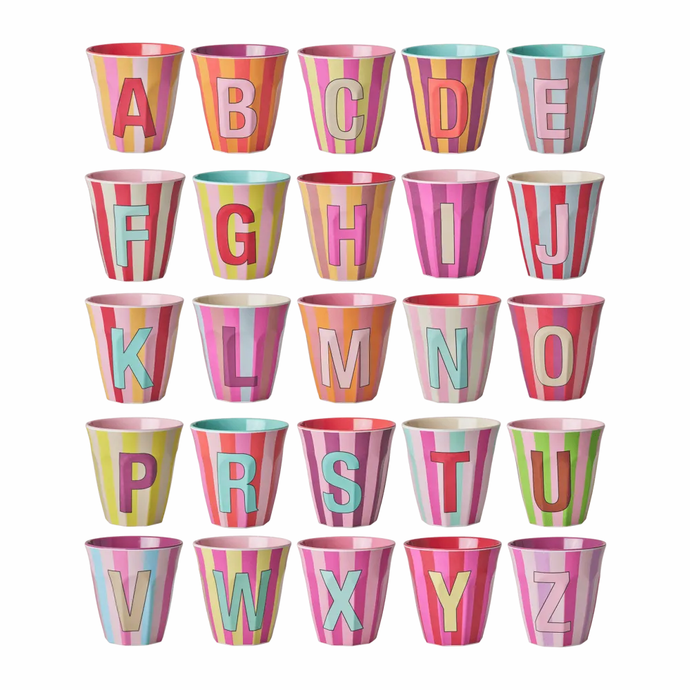 RICE Becher, Tassen & Cups|Geschirr & Tischdeko Skandinavisch-Melamin Buchstabenbecher gestreift