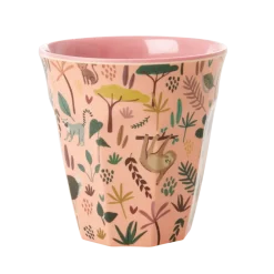 RICE Kindergeschirr-Melamin Kinder Becher Medium Jungle Animals All Over