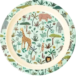 RICE Kindergeschirr-Melamin Kinderteller Jungle Animals All Over