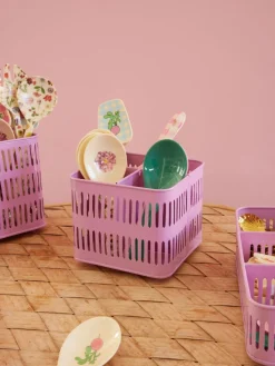 RICE Körbe|Besteck-Metall Korb quadratisch pink