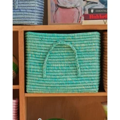 RICE Körbe-Quadratischer Raffia Aufbewahrungskorb