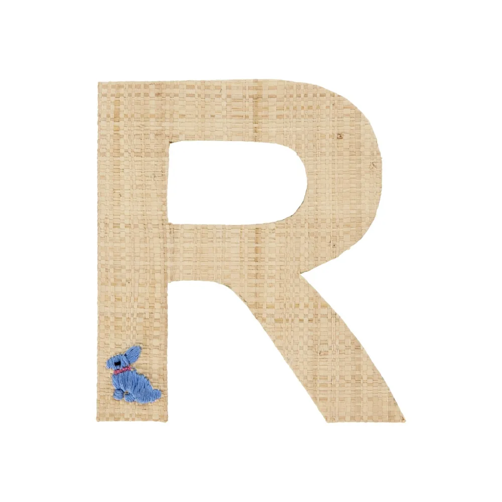 RICE Körbe-Raffia Buchstaben Sticker