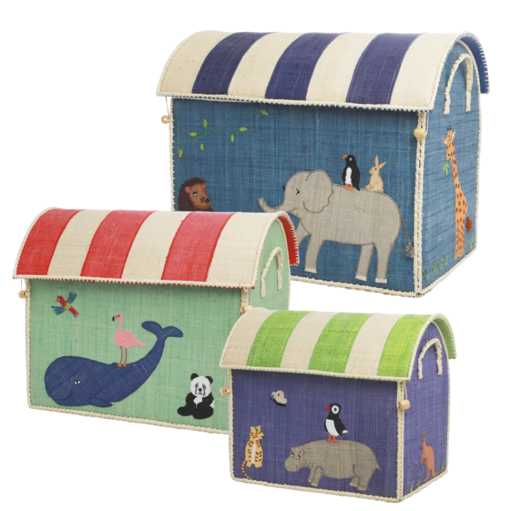 RICE Deko & Aufbewahrung-Spielzeugkörbe Aufbewahrung Zootiere 3er Set